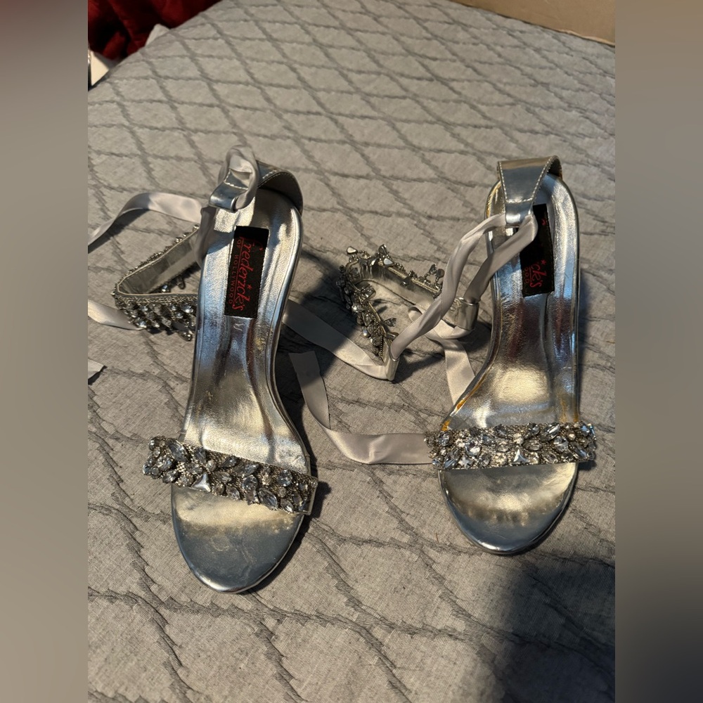 Silver special occasion high heel shoes